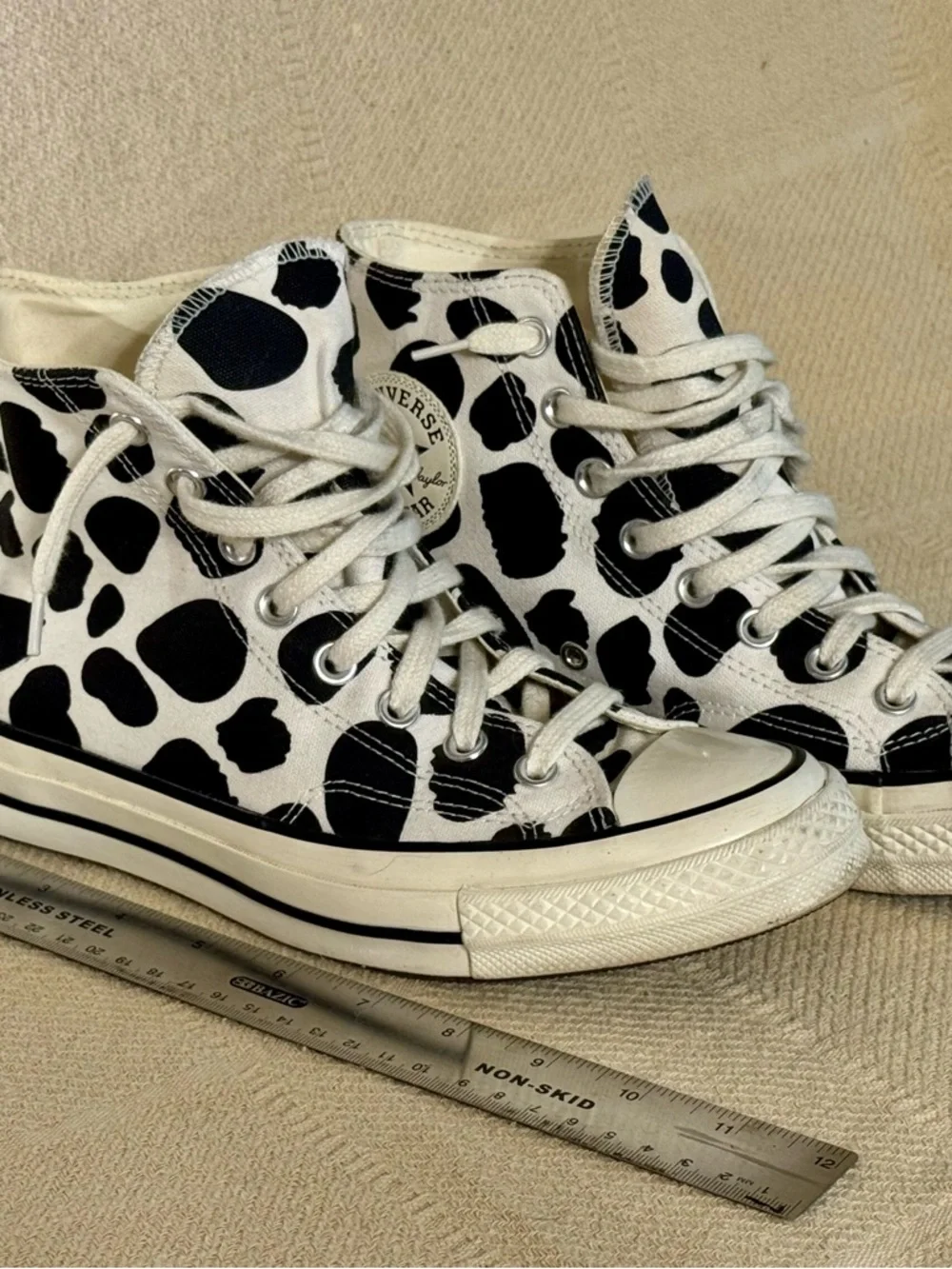 Converse High Top Sneakers - Black & White Cow Spot - Picture 2 of 7